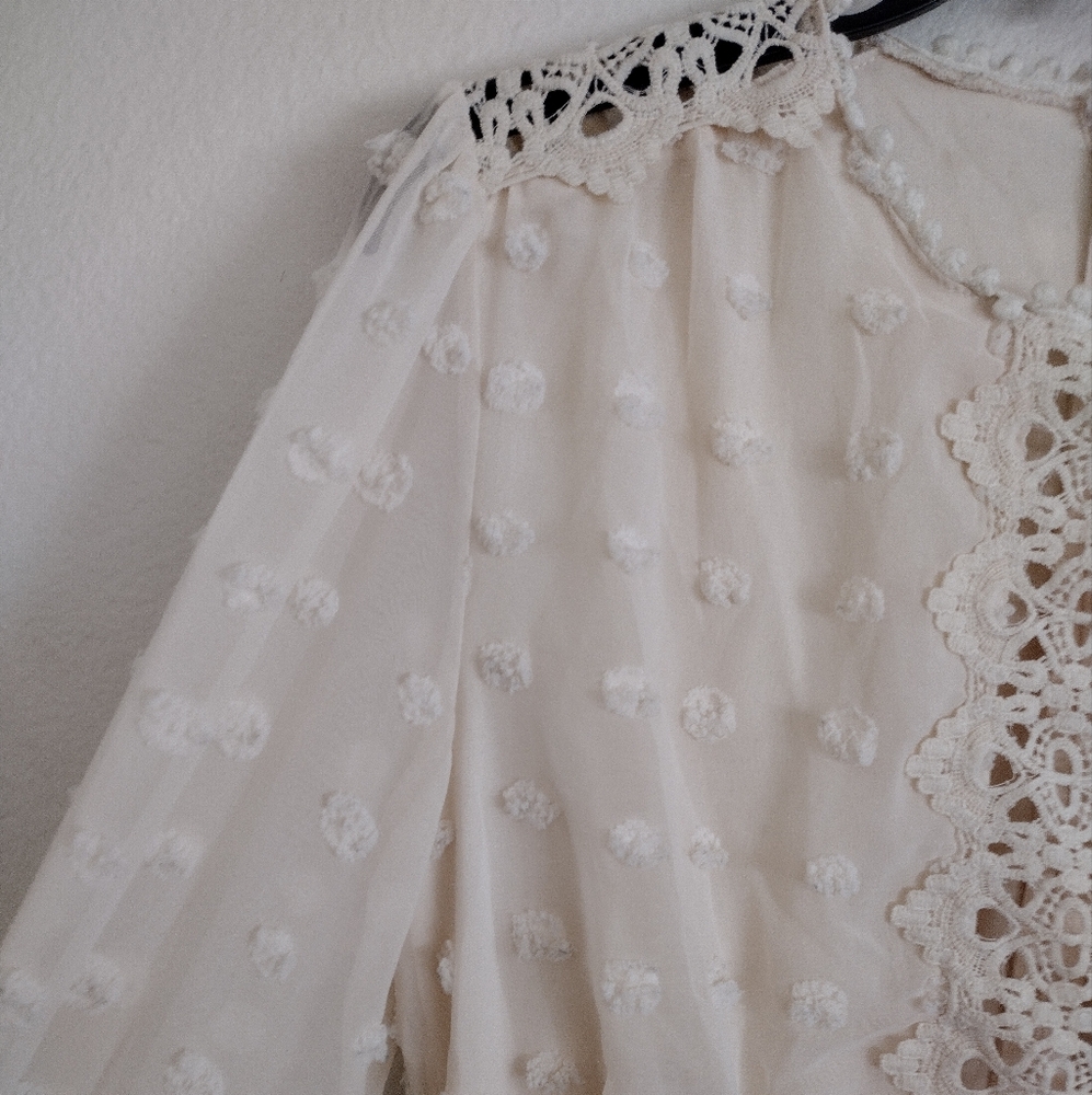 Lulu's Lust Or Love Elegant Cream Lace Embroidered Dress Size Large - Picture 9 of 16